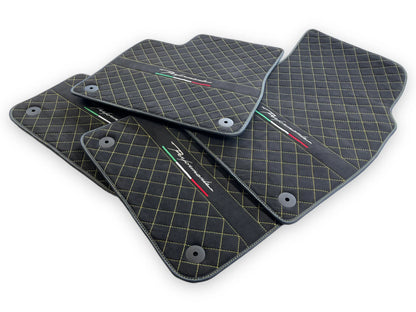 Alcantara Floor Mats for Lamborghini URUS 2018-2024 2 x Yellow Stitching