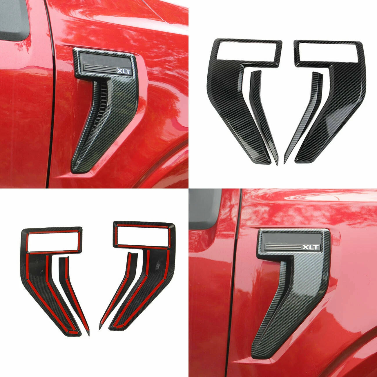 Carbon Fiber Side Fender Badge Emblem Cover Trims for Ford F-150 (2021–2022)