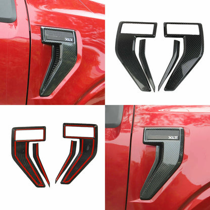 Carbon Fiber Side Fender Badge Emblem Cover Trims for Ford F-150 (2021–2022)
