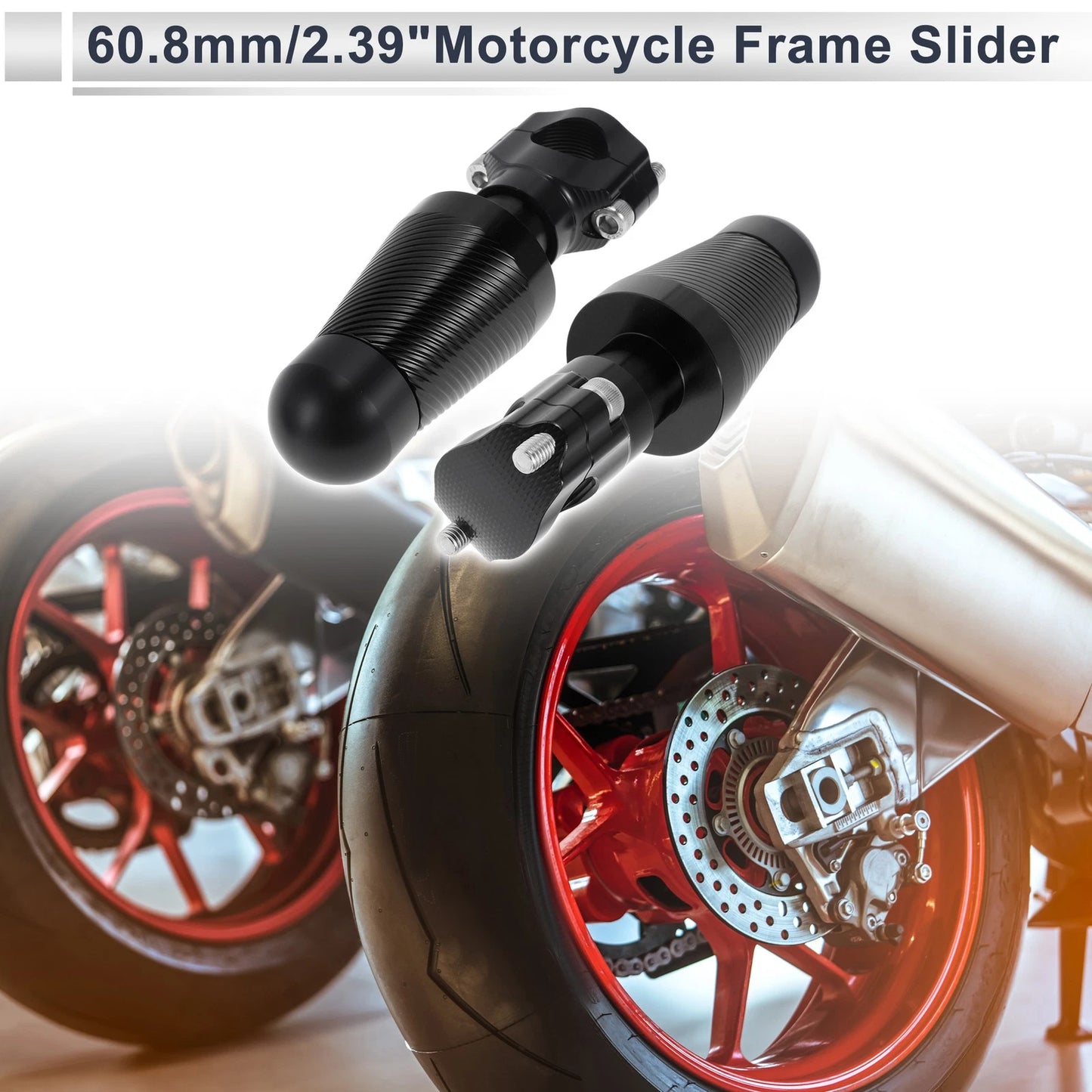 0.87"-1.1" Aluminum Alloy Motorcycle Slider Frame 2 x Black for Model (Year-Year)