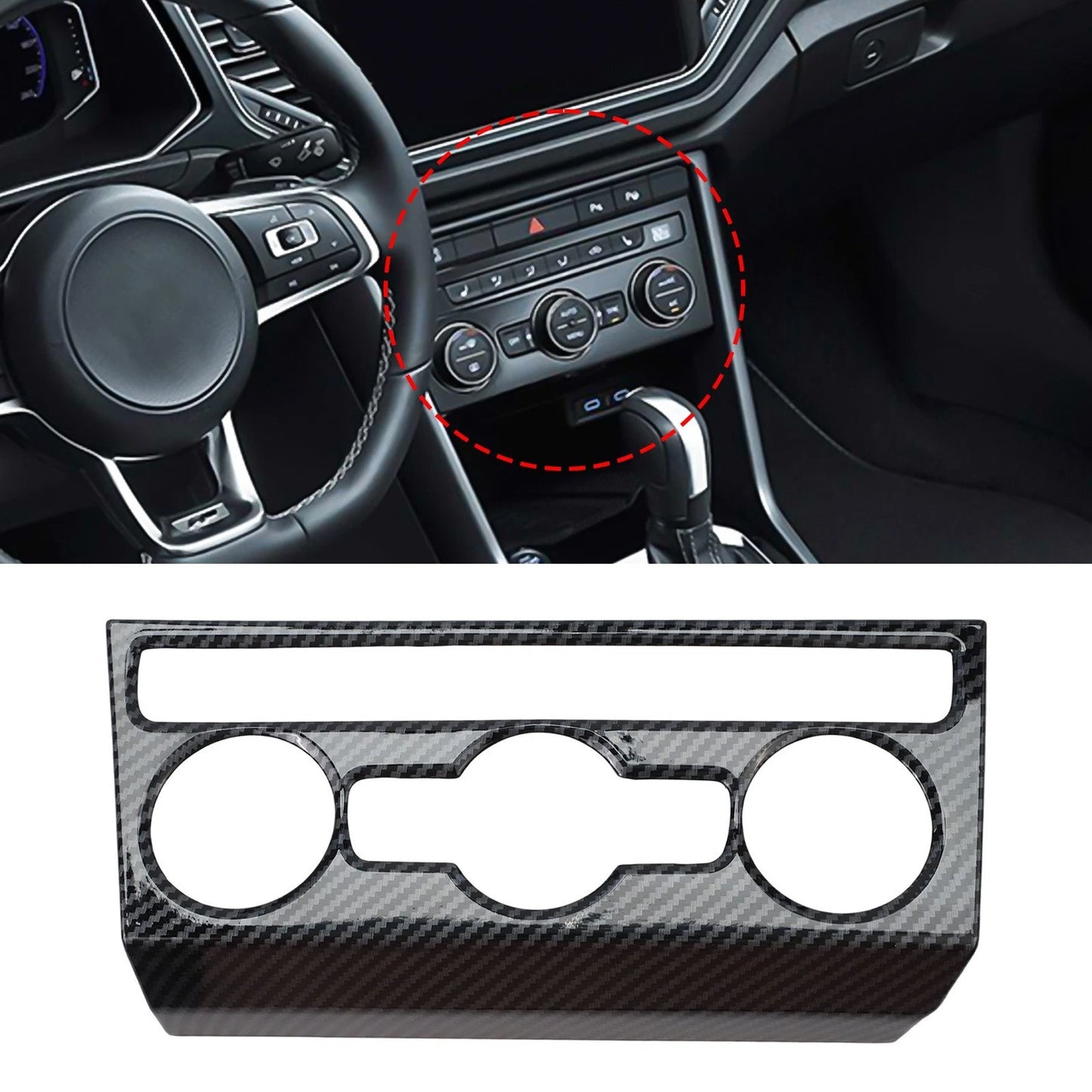 Air Conditioning Knob Trim Cover Black Carbon Fiber for T Roc (2018–2023)