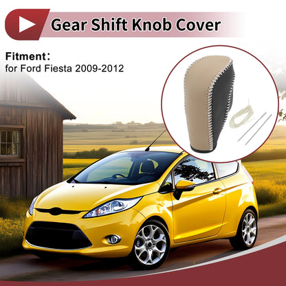 Beige Faux Leather Gear Shift Knob Cover for Ford Fiesta (2011-2019)