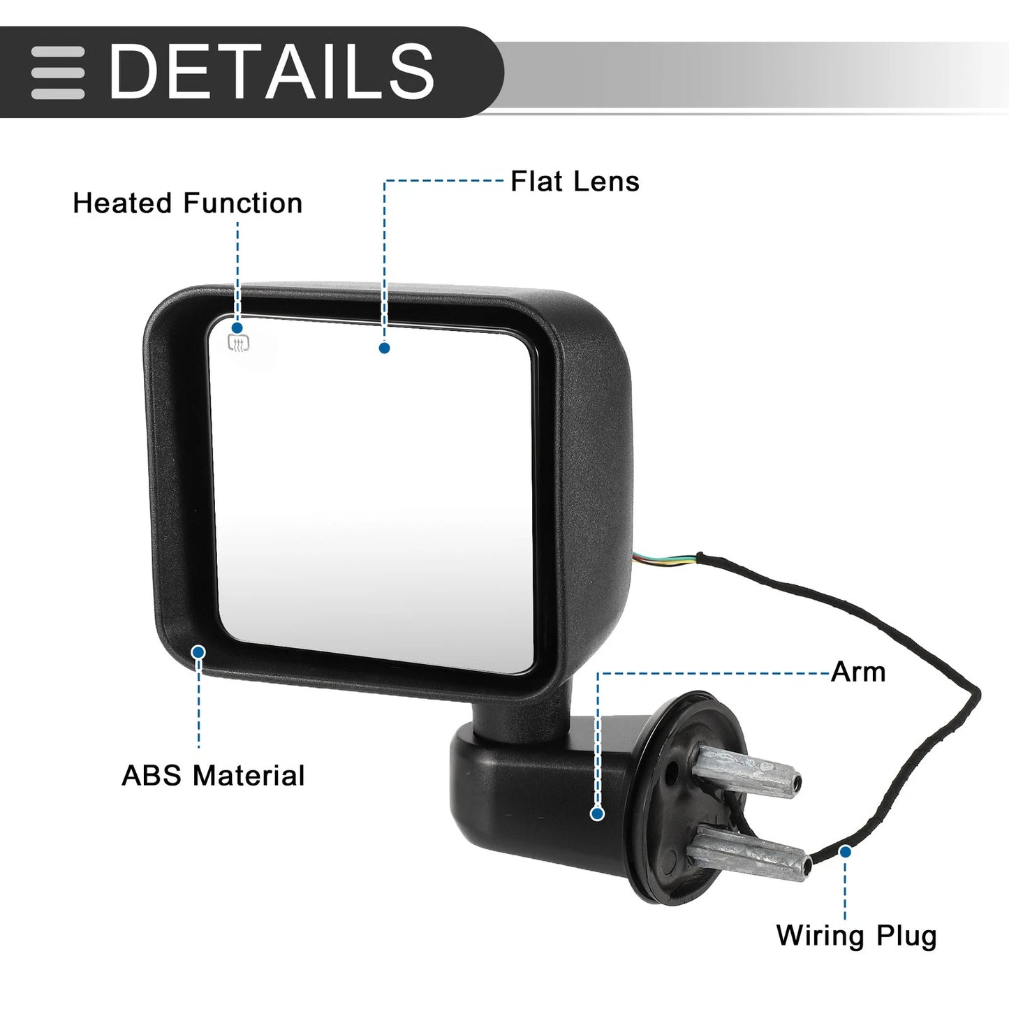 Tow Mirrors for Jeep Wrangler (2015-2018) 1 Set