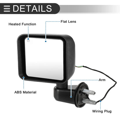 Tow Mirrors for Jeep Wrangler (2015-2018) 1 Set