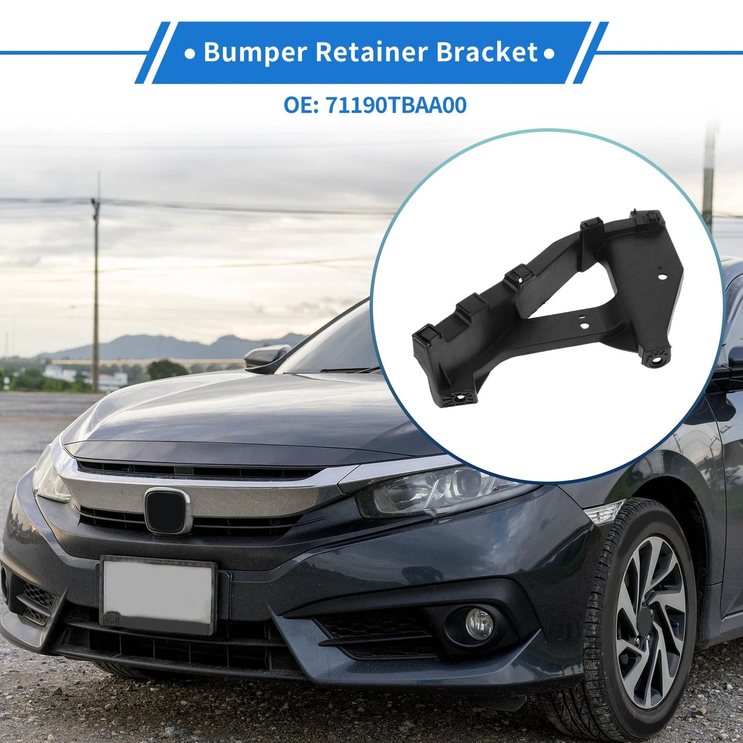 Front Left Bumper Retainer Bracket for Honda Civic (2016-2021)