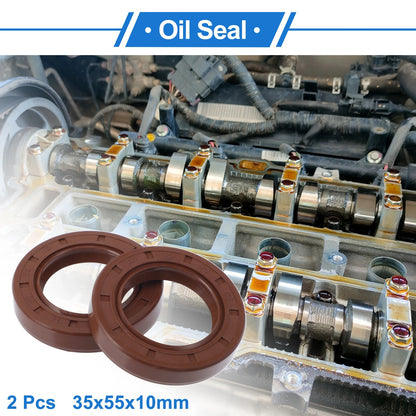 Oil Seal 35x55x10mm FKM Rubber Brown 2 x for Vehicle