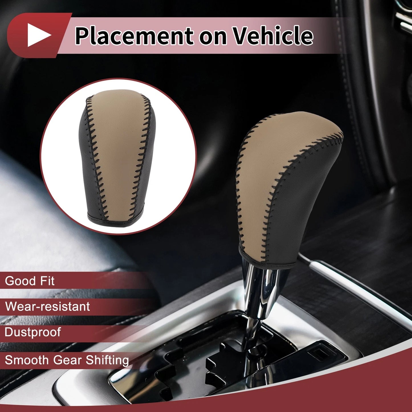 Car Gear Shift Knob Cover for Subaru Forester (2006-2012) Black Beige