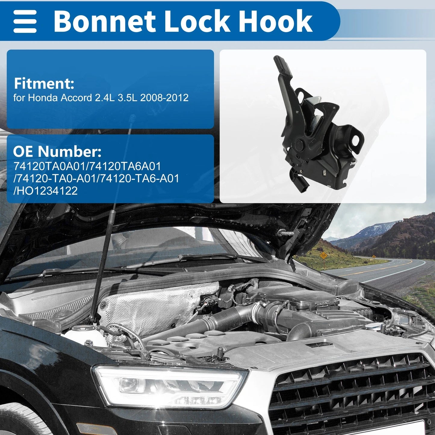 Hood Latch Assembly for Honda Accord 2.4L 3.5L (2008-2012)
