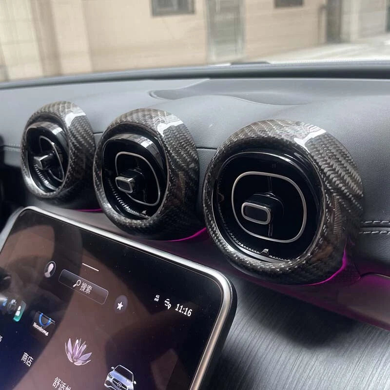 Carbon Fiber Center Dashboard Air Vent Cover Trim for Benz C-Class W206 2022+