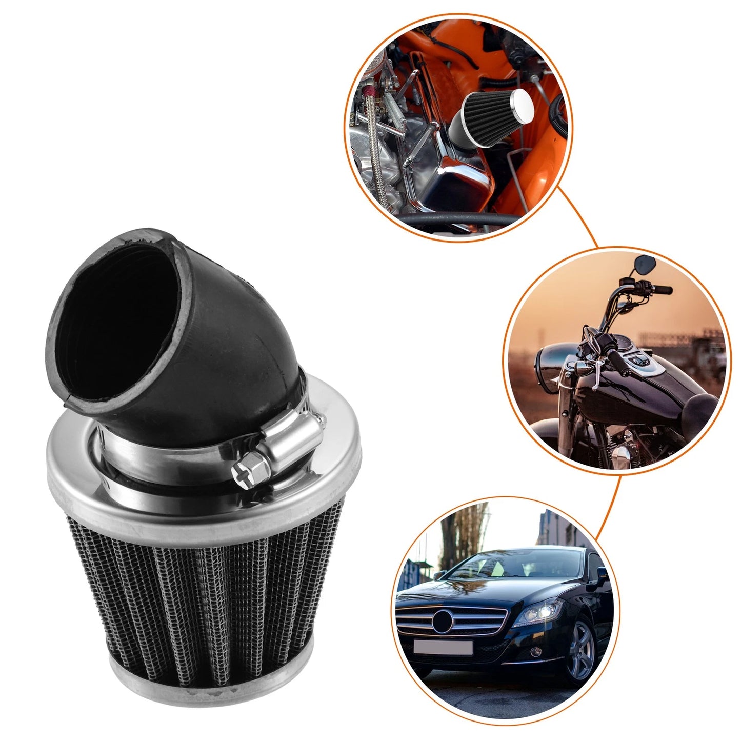 Universal Air Filter 38mm Elbow Conical Round Tapered for Motorcycle