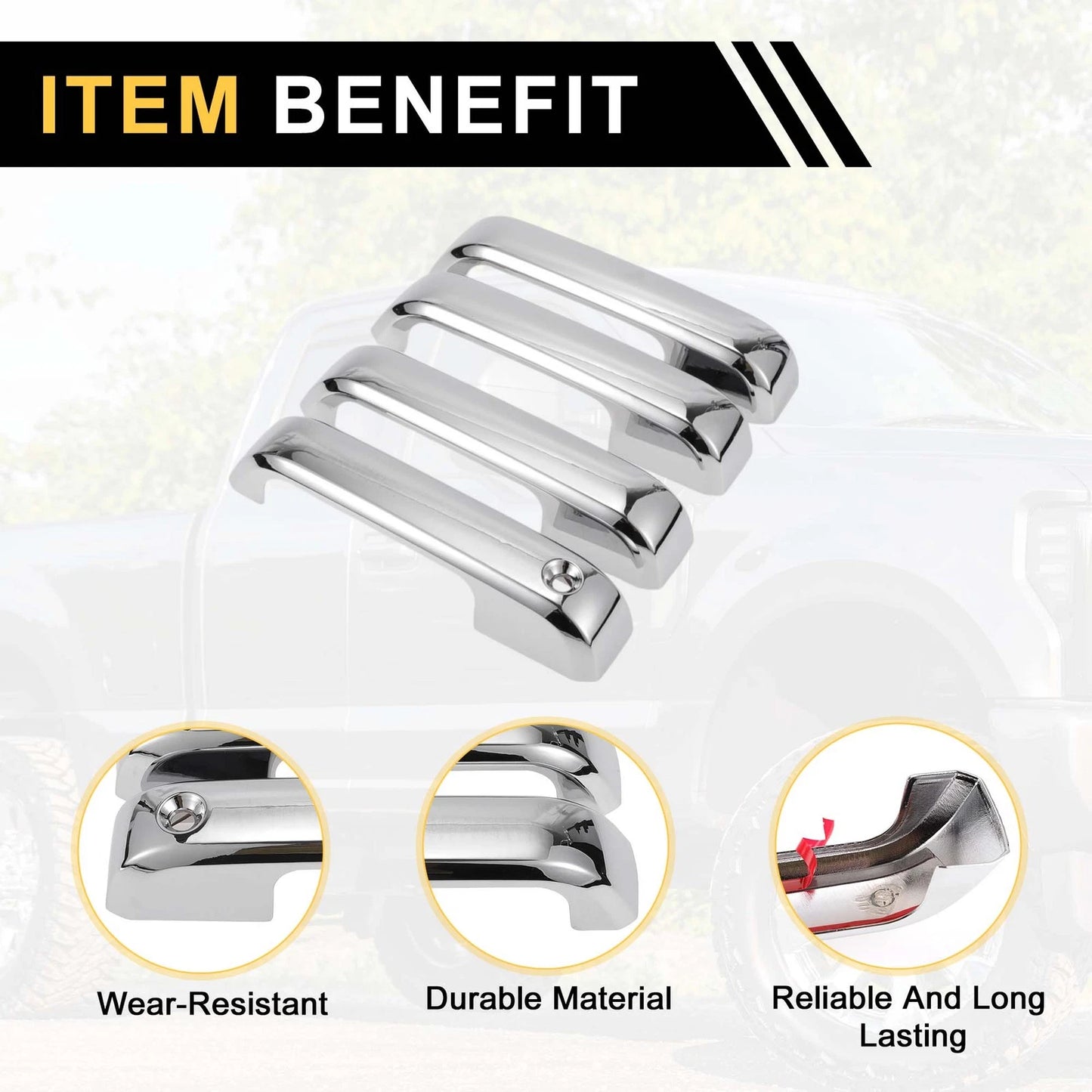 Car Exterior Door Handle Covers for Ford F-150 (2015-2020) - Silver Tone