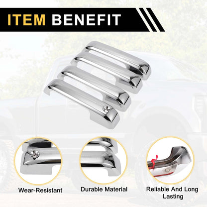 Car Exterior Door Handle Covers for Ford F-150 (2015-2020) - Silver Tone