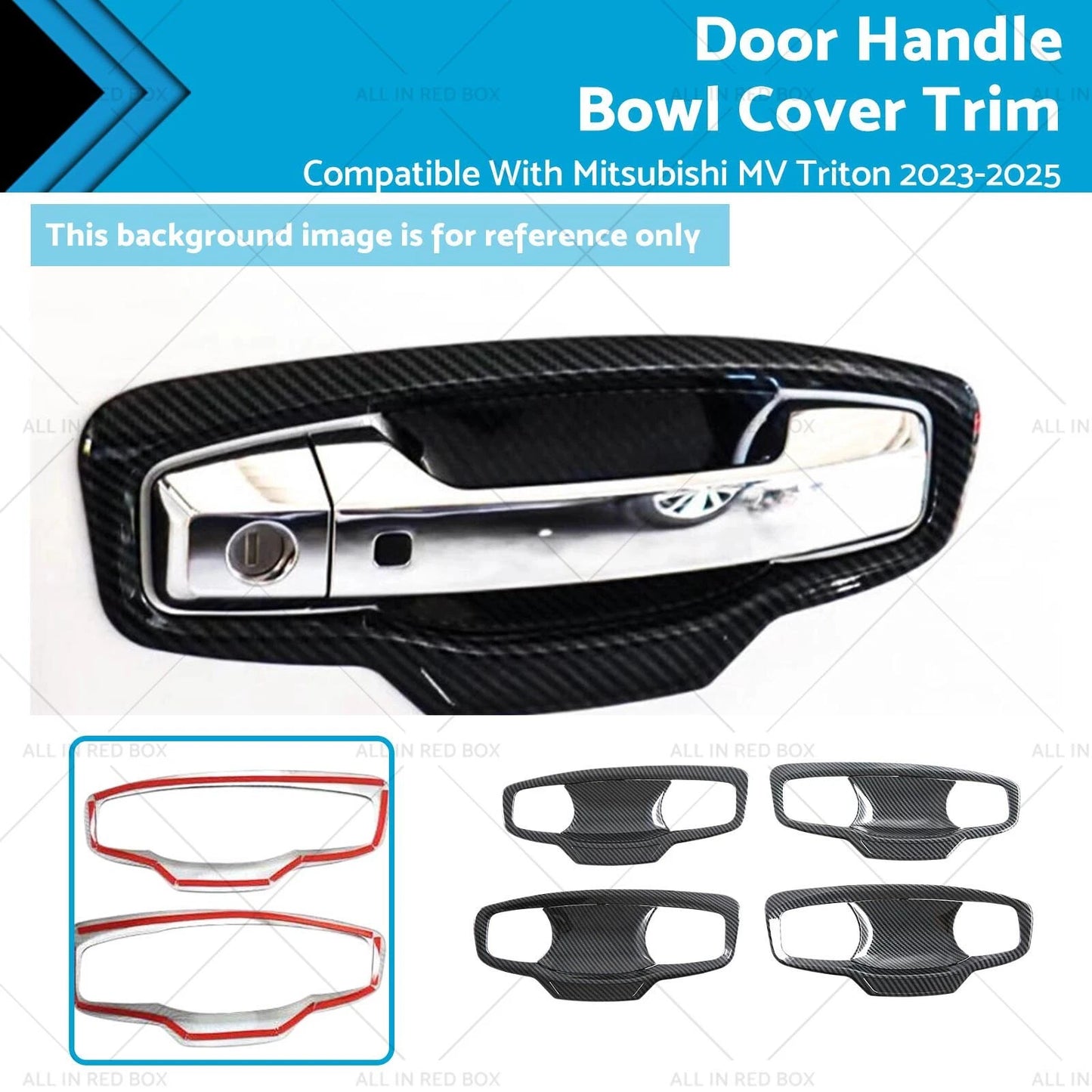 Carbon ABS Door Handle Bowl Cover Trim for Mitsubishi MV Triton (2023-2025)