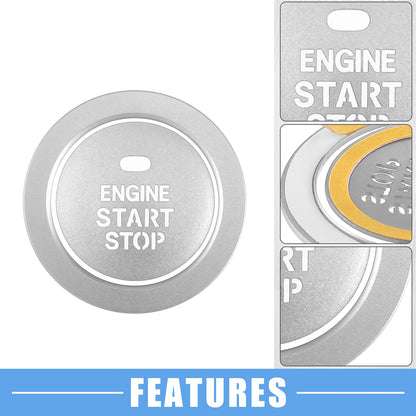 Engine Ignition Button Decal for Hyundai Sonata (2011-2014) Aluminum Silver Tone