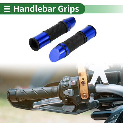 7/8" 22mm Hand Grips Cover Aluminum Alloy Black Blue for Motorcycle