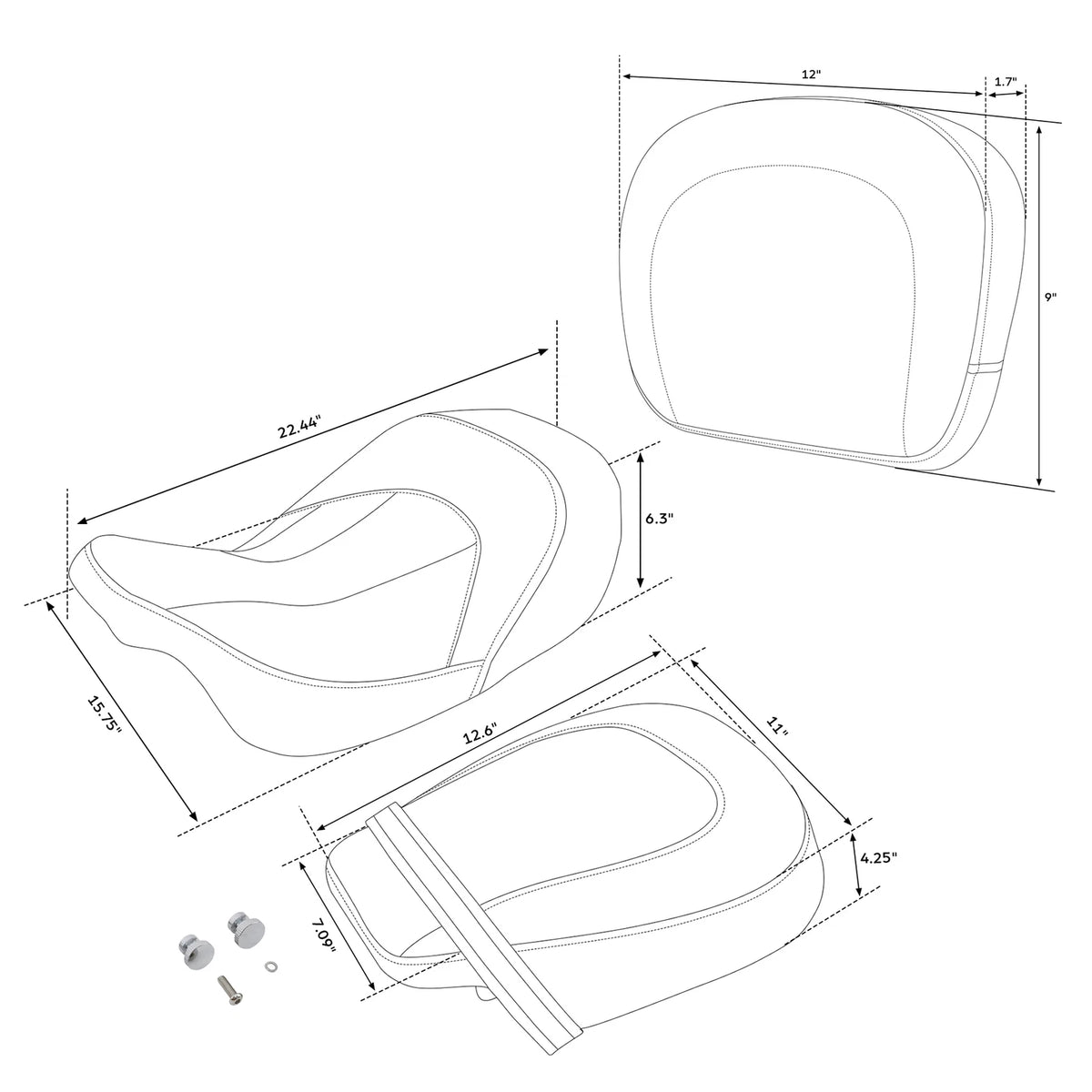Driver & Passenger Seat Backrest for Harley Touring CVO Road Glide (2009-2023)