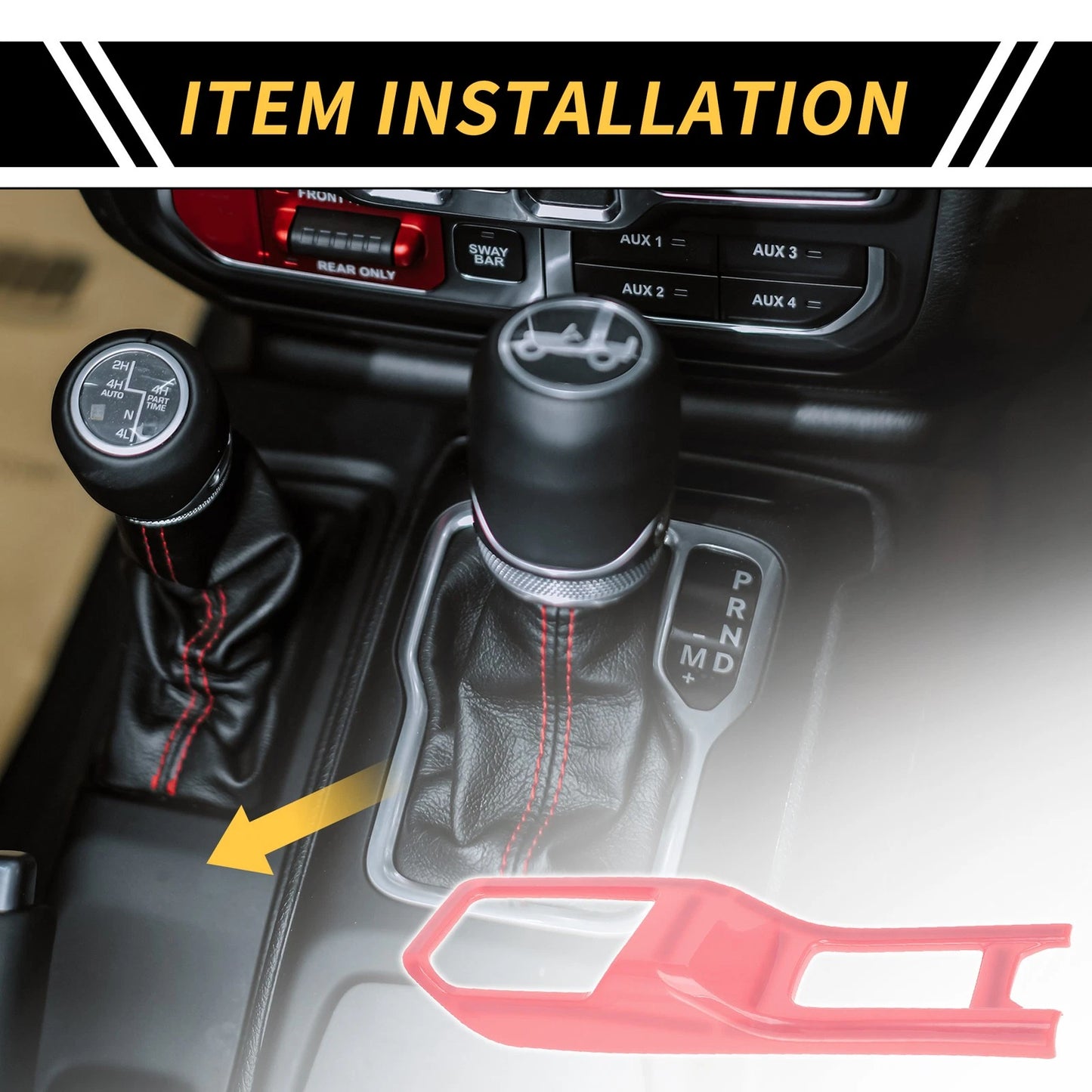 4WD Gear Shift Panel Cover for Jeep Wrangler JL JLU (2018-2024) - Pink