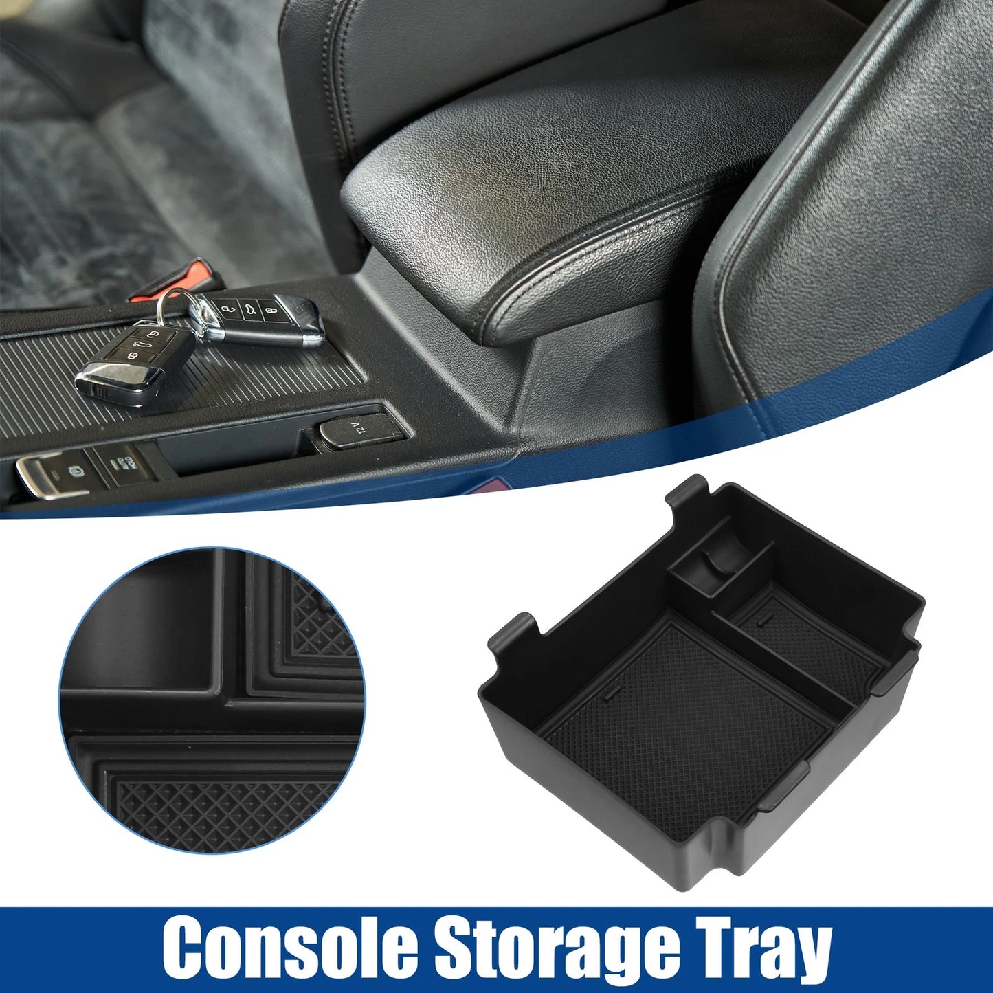 Front Center Console Tray ABS Rubber Black for Acura RDX (2019-2019)