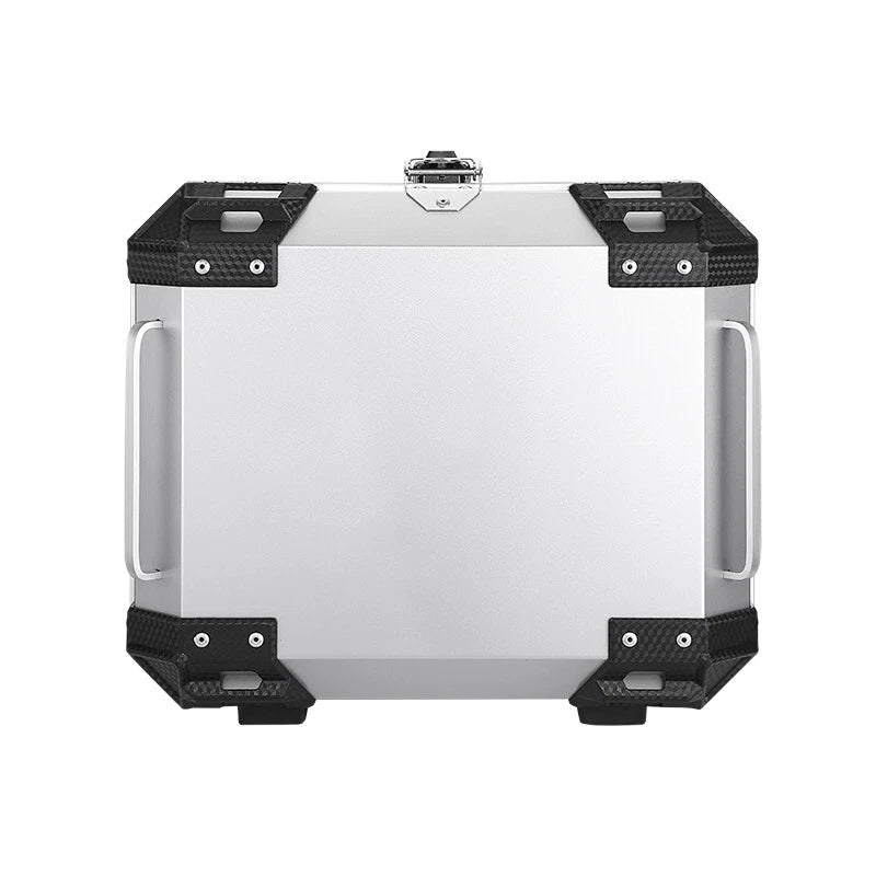 45L Silver Motorcycle Rear Top Box Luggage Carrier Case + Mounting Plate