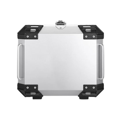 45L Silver Motorcycle Rear Top Box Luggage Carrier Case + Mounting Plate