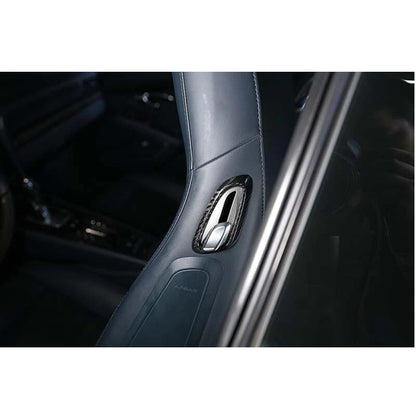4pc Carbon Fiber Seat Adjust Button Cover Trim Fit For Porsche 718 911 2016-2020