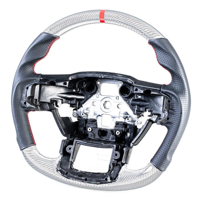 Silver Carbon Steering Wheel for Ford F150 F250 F350 F450 F550 F600 (15-22)