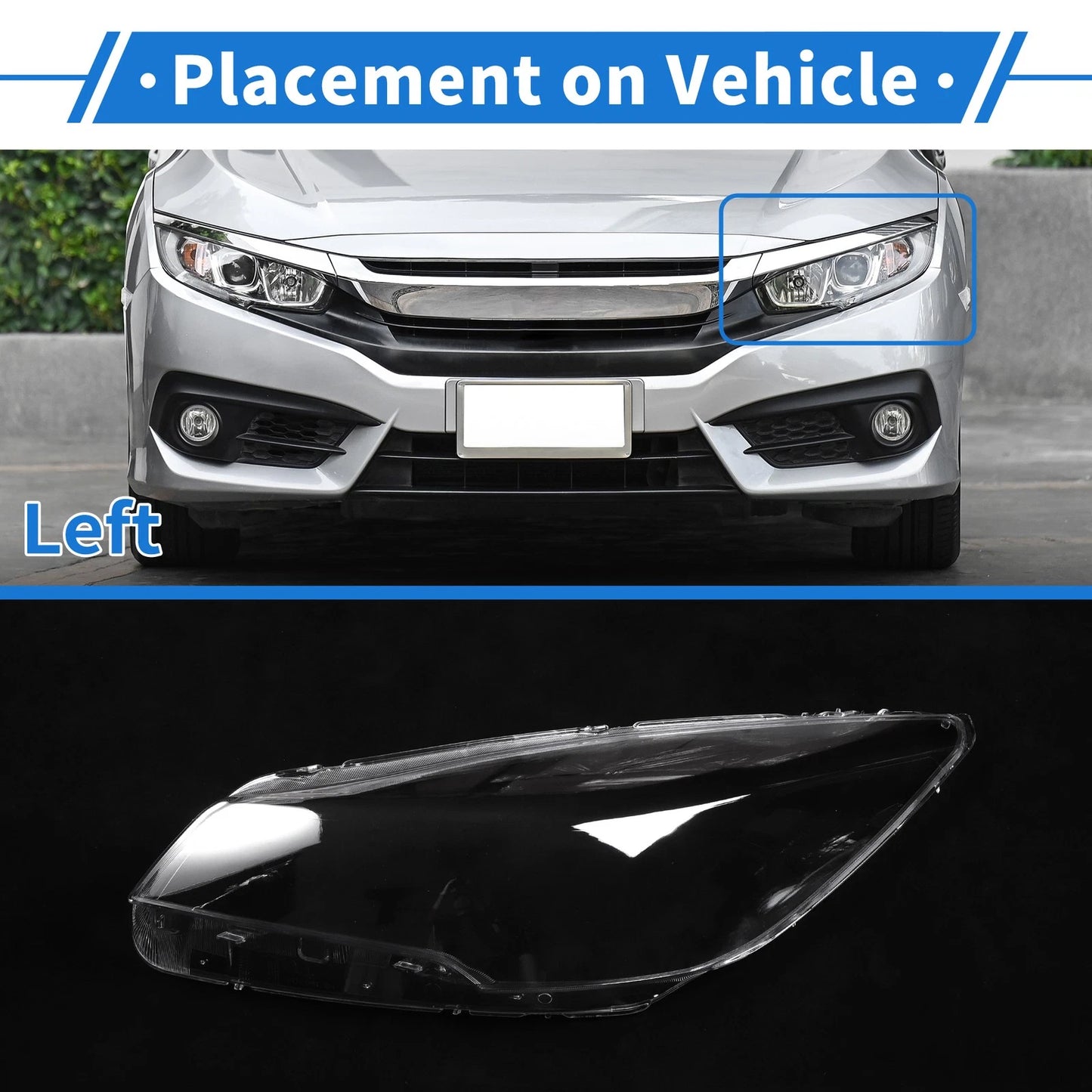 Car Front Left Headlight Lens Cover for Ford Escape (2013-2016)