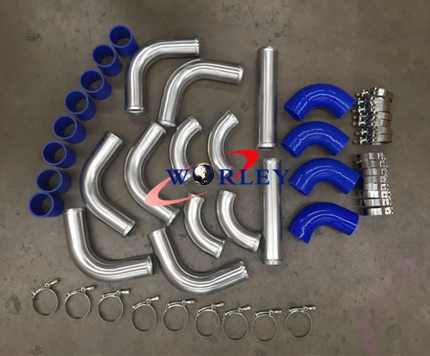 2" Aluminum Universal Intercooler Turbo Piping Hose T-Clamp Kit for Cars