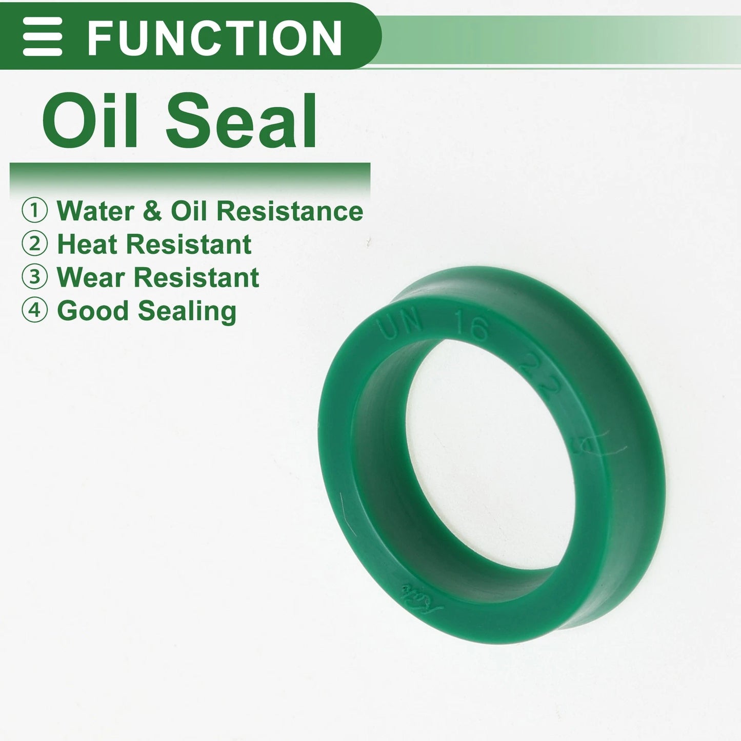 Oil Seal 16x22x5mm 5 Pcs TPU High Pressure Green