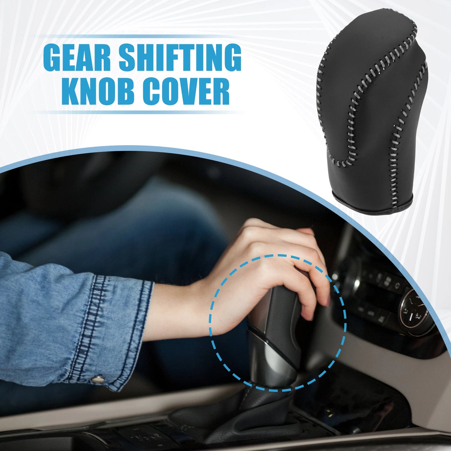Gear Shift Lever Cover for Subaru Crosstrek 2018-2023 Black Gray Stitches