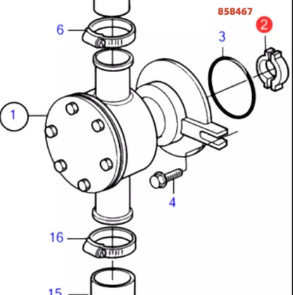 Raw Water Pump Cross Piece for Volvo Penta AQ Diesel Engines 858467 115064