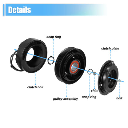 1 Set AC Compressor Clutch Kit Pulley Coil for Dodge Ram 1500 3.7L 4.7L