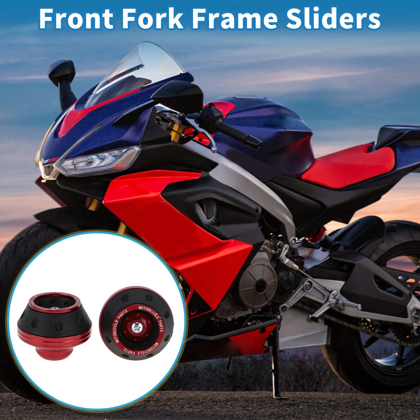 2 x Front Fork Frame Slider Aluminum Alloy Red for Motorcycle
