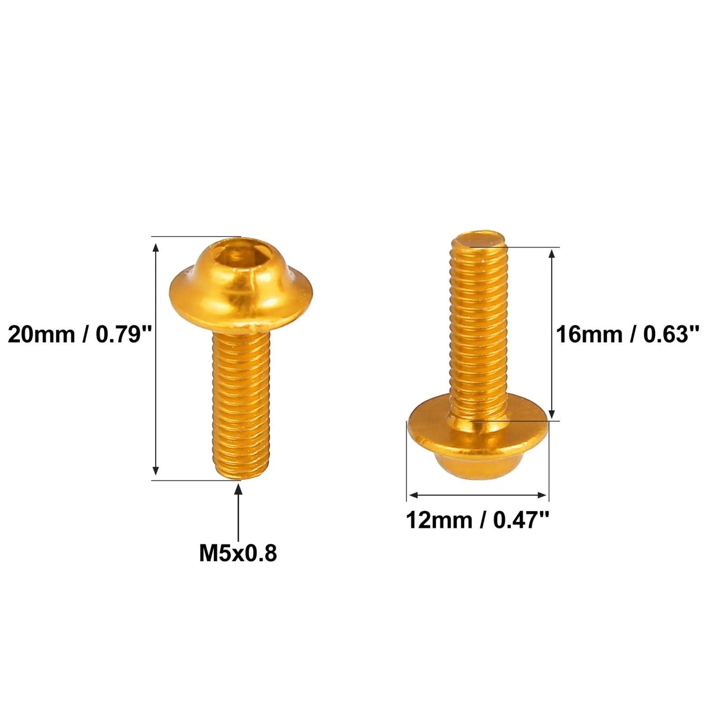 20 x M5 5mm Windscreen Screws Fairing Windscreen Screws Gold Tone for Motorcycle