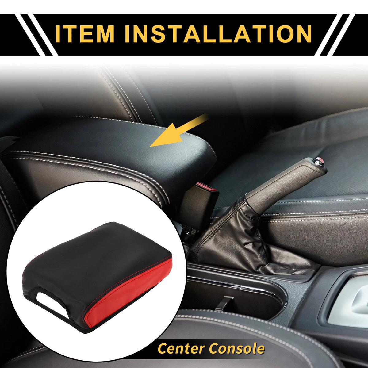Console Lid Armrest Cover for Toyota Tacoma (2016-2020) Waterproof Black Red