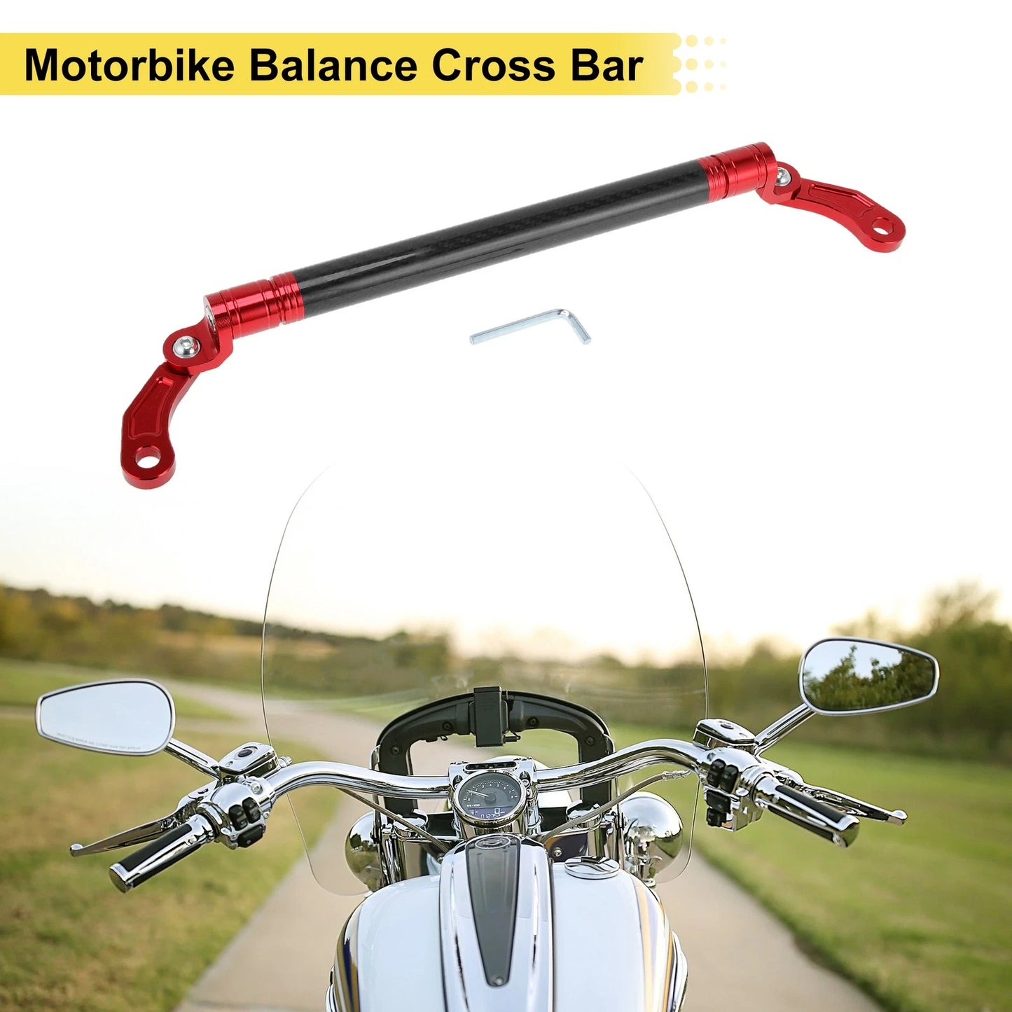 Balance Cross Bar Handlebars for Motorcycle Red 10mm Hole Diameter 0.39"