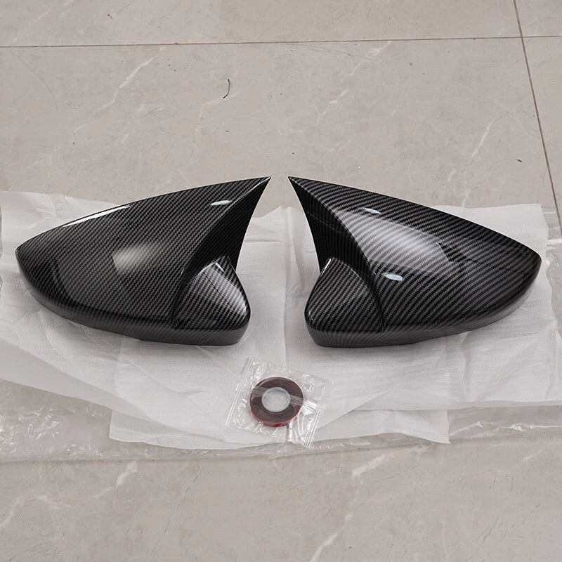 2 x Carbon Fiber Black Rearview Mirror Covers for Skoda Octavia (2015-2017)