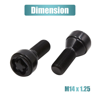 4 x M14 x 1.25 Anti-Theft Lock Lug Nuts with Hex Key for BMW