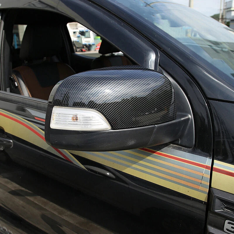 Carbon Black Rear View Side Mirror Cover Caps for 2015-2022 Ford Ranger