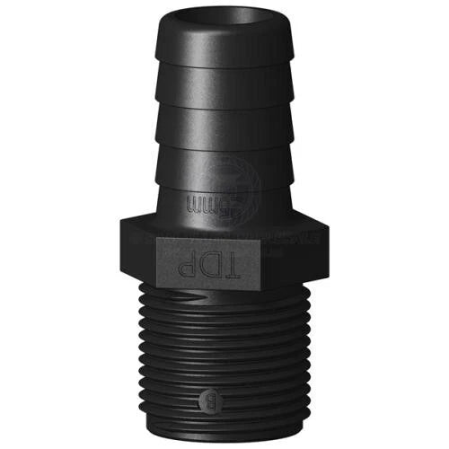 Trudesign Tail 25mm Straight Male Thread 1" BSP for Black 25mm Fittings