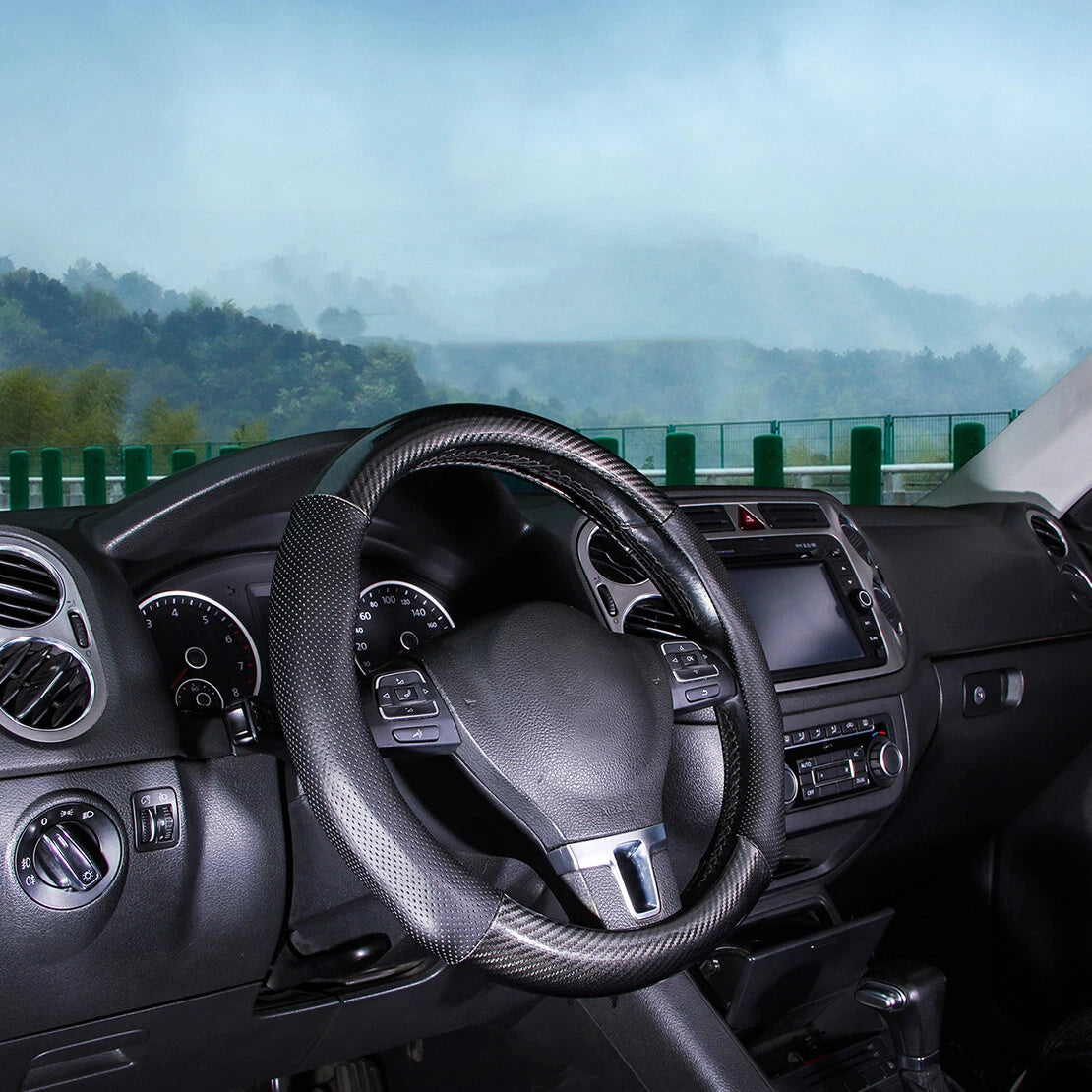 38cm Steering Wheel Cover for Mercedes Carbon Fiber Style