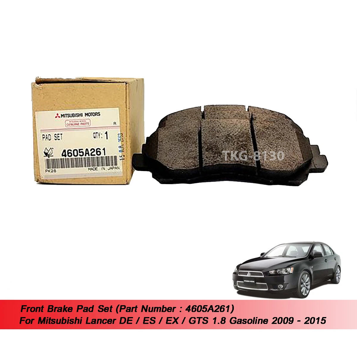 Front Brake Pads for Mitsubishi Lancer EX GTS 1.8 (2009-2015)