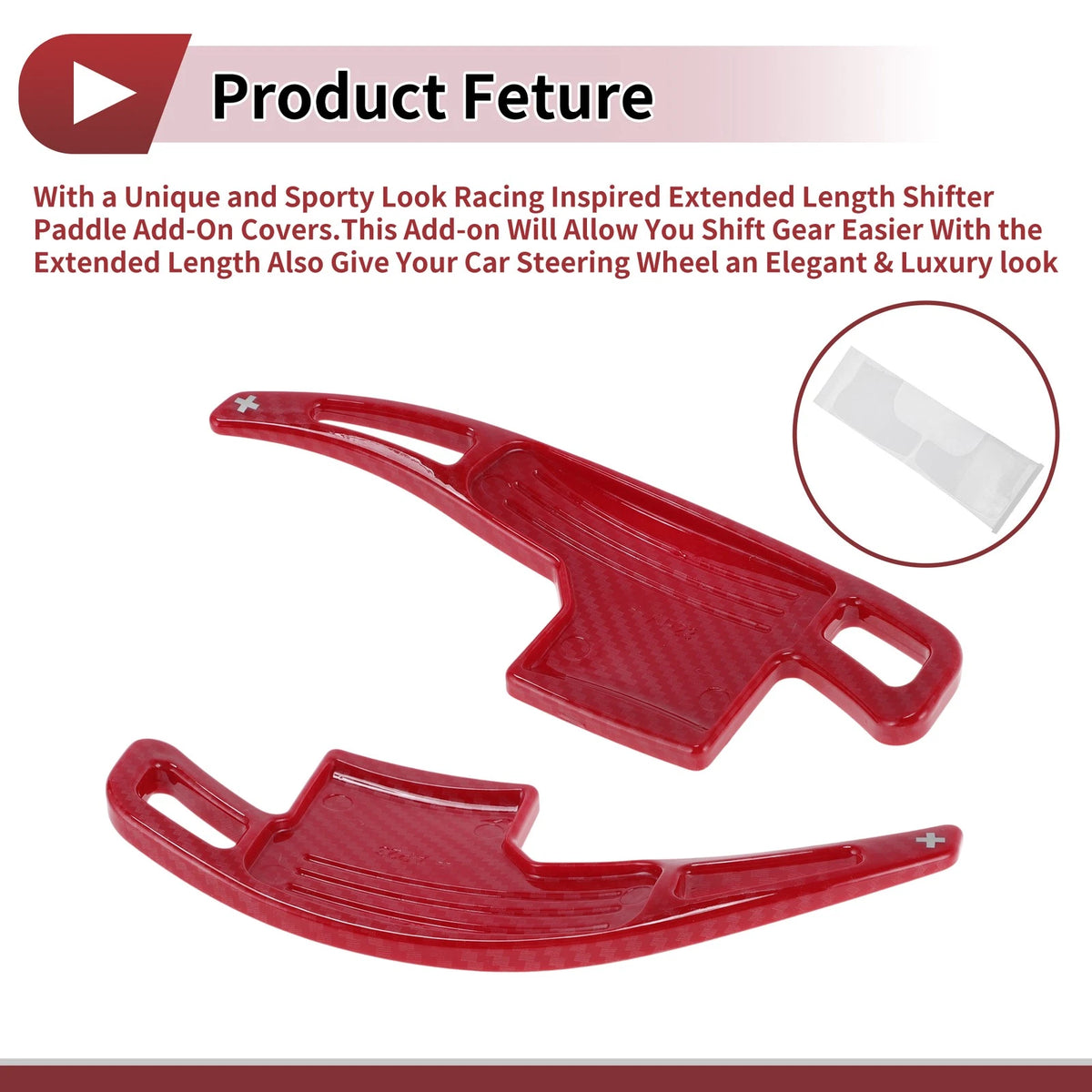 Red Plastic Steering Wheel Paddles for Ford Mustang (2015-2023)