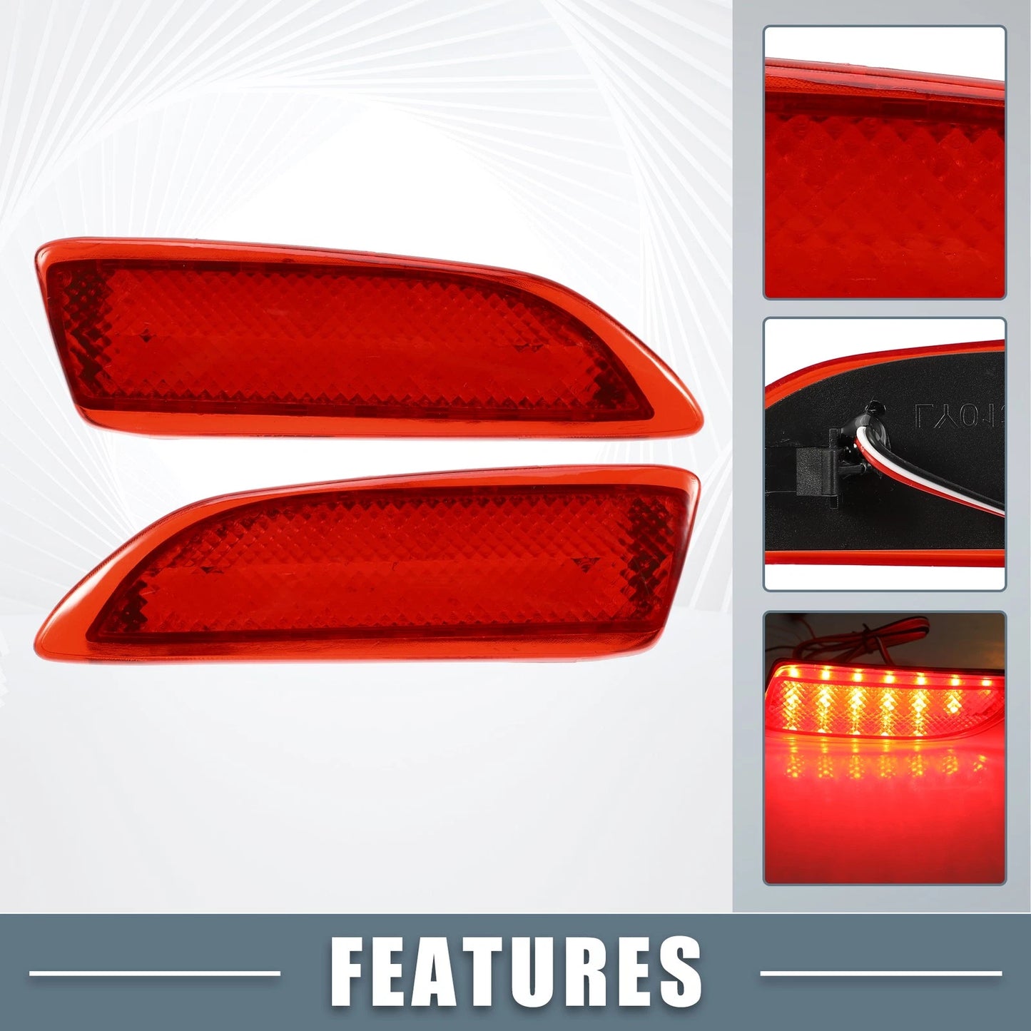 2 x Rear Bumper Reflector LED Brake Tail Light for Toyota Corolla