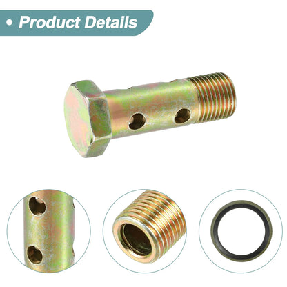 2 x M16x1.5 54mm Length Hollow Bolt with Washer for Motorcycle