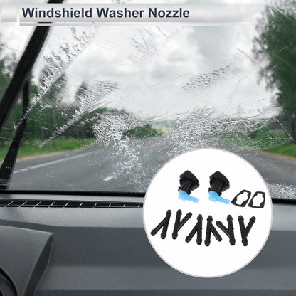 Windshield Washer Nozzle & 6 x Hose Connectors for Dodge (No.68081370AB)