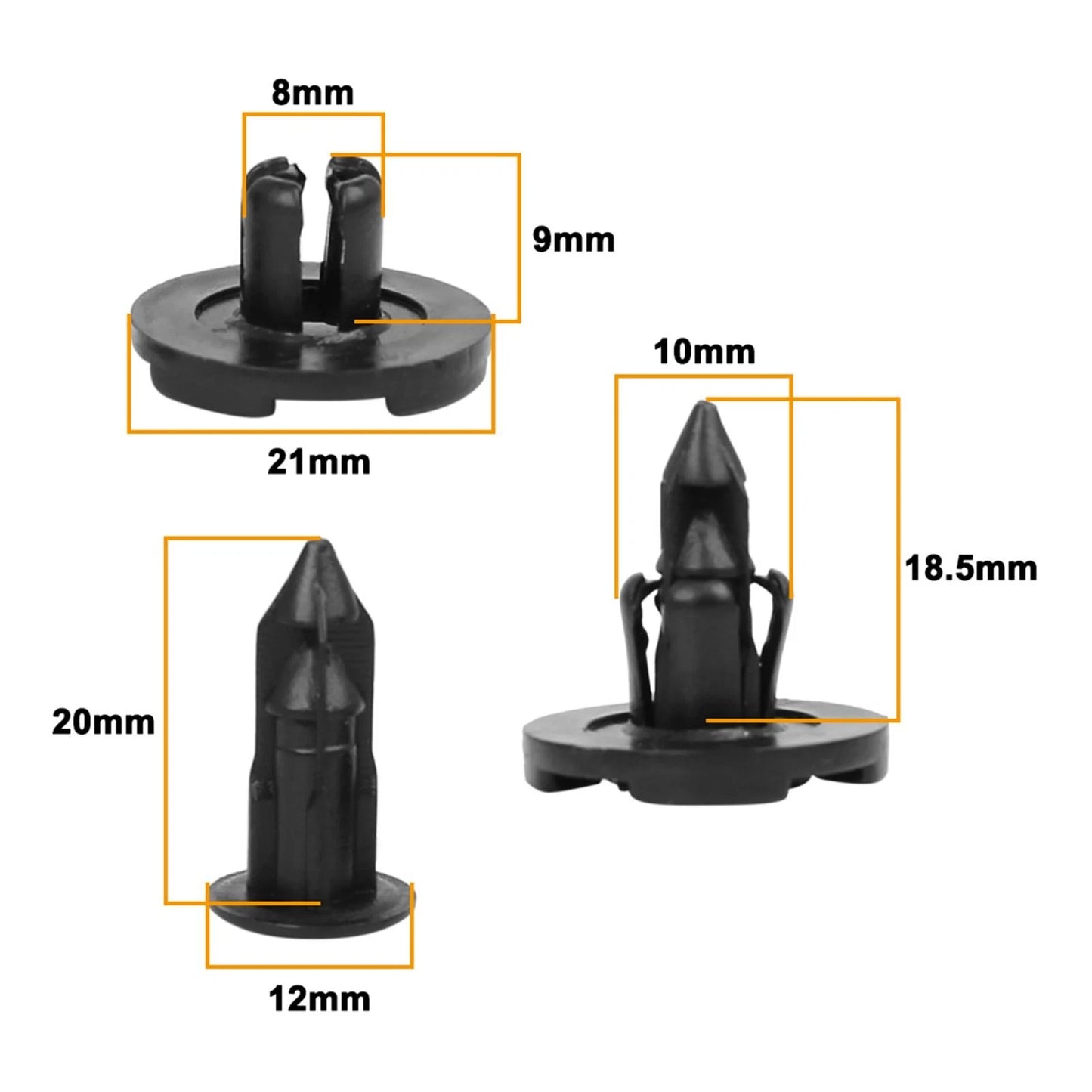 30 Pcs 8mm Black Plastic Rivet Fasteners for Nissan