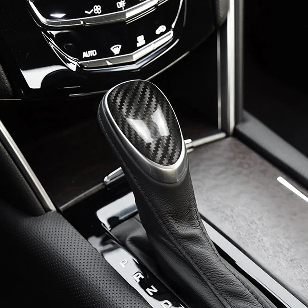 Real Carbon Fiber Gear Shift Head Knob Cover Trim Fit For Cadillac ATS XTS