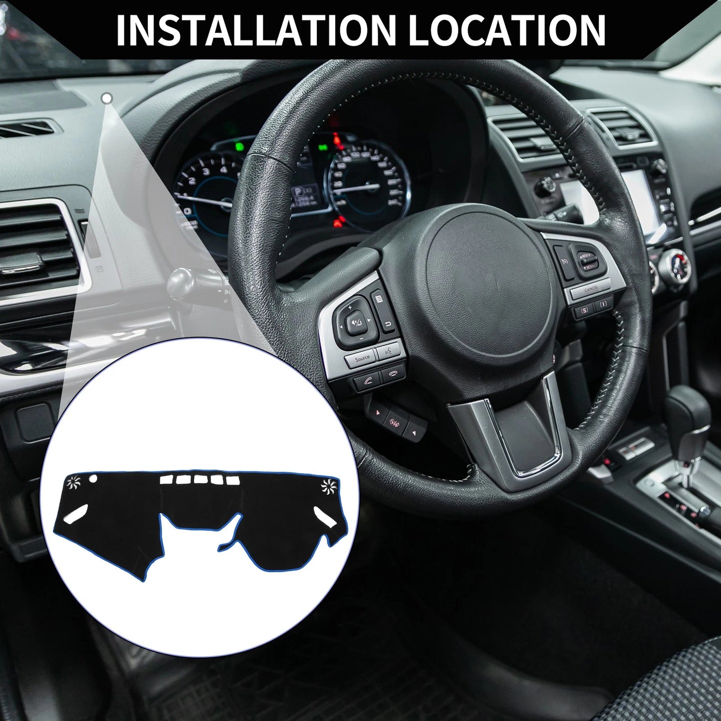 Dashboard Cover Mat for Subaru Forester 2018-2024 Black Blue 1 Set