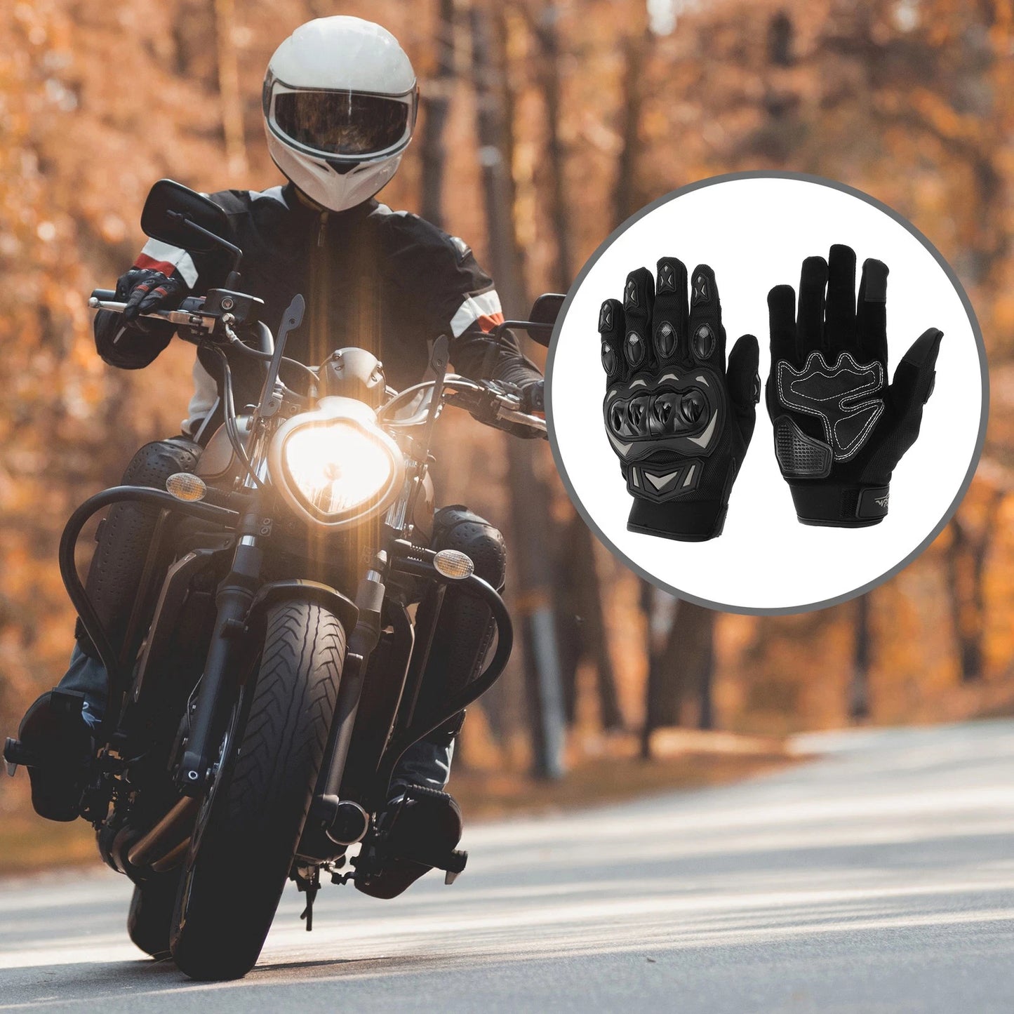 1 x Motorcycle Gloves Breathable Cycling Gloves XXL Black Gray Polar Fleece